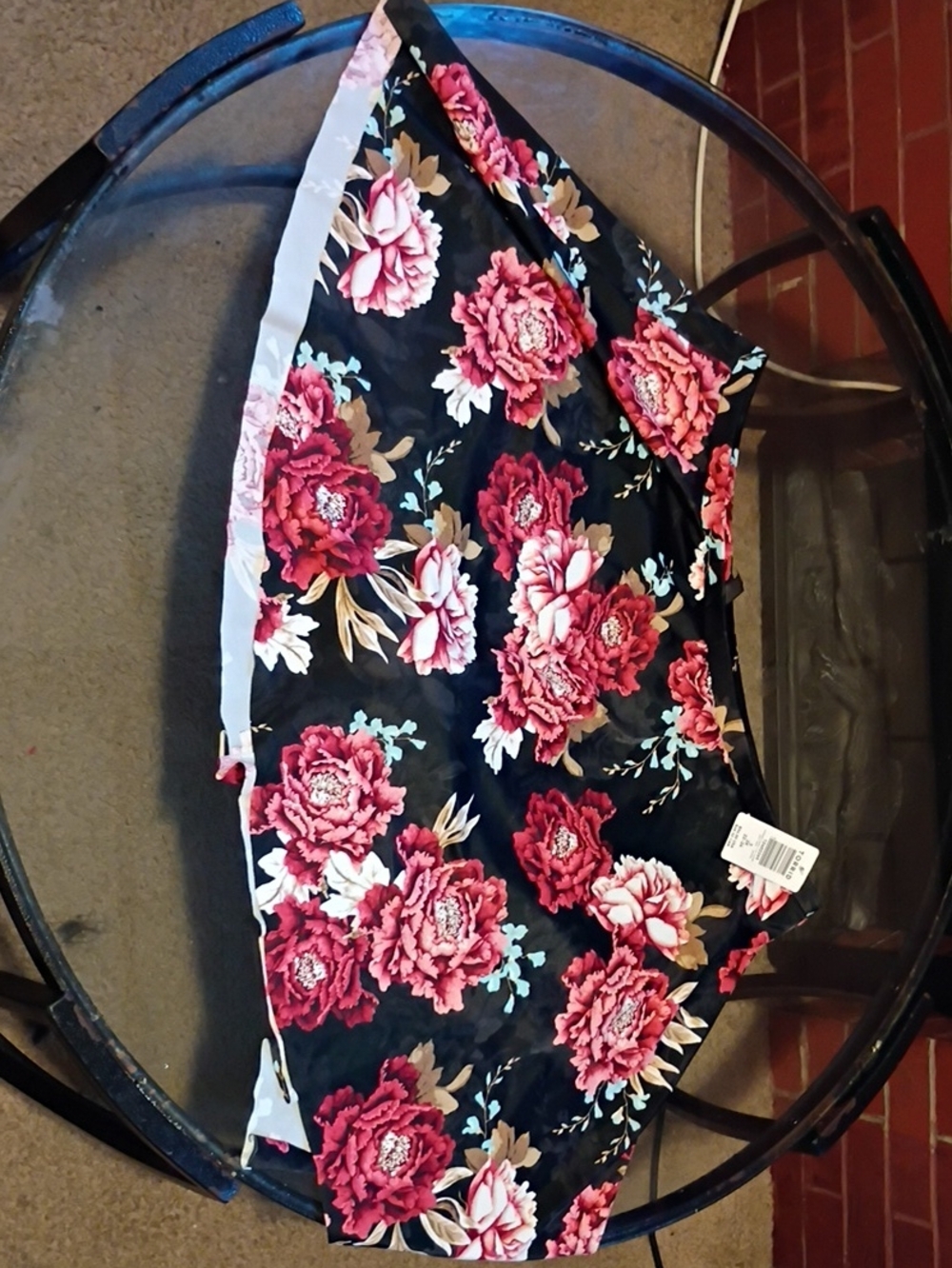 torrid Black Floral Bermuda Shorts with Pink Rose Print